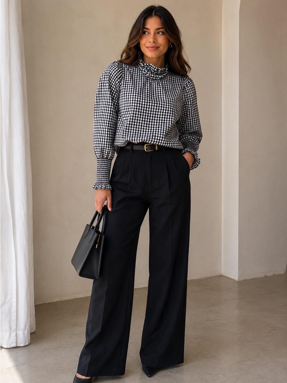 Zara Black High-Waist Wide-Leg Trousers